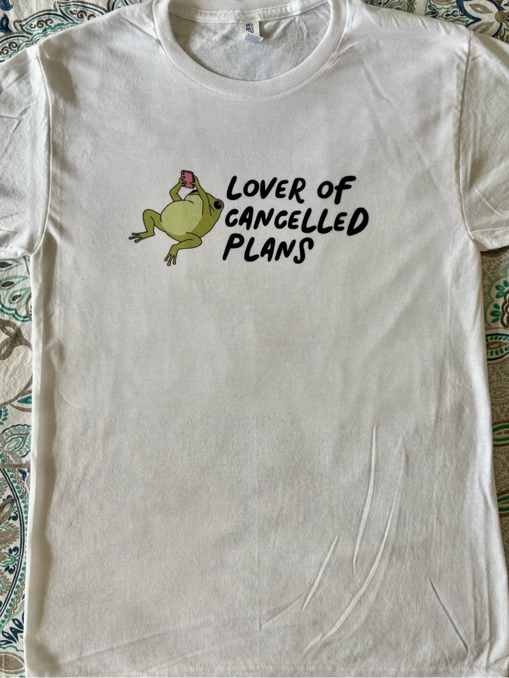 Jerzees Lover Of Cancelled Plans Frog Graohic Tee Small Lightweight Poly Tee